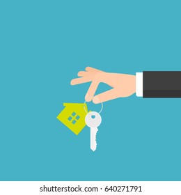 Hand Holding House Key. Vector Illustration