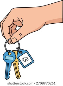 Mano que sostiene las llaves de la casa Ilustración vectorial