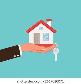 Ilustración de diseño de Vector de modelo de casa de mano	

