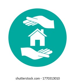 Hand Holding House Symbol, vector icon.