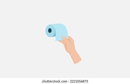 Hand holding household objects hygiene icons