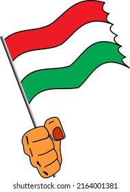 Vector de la bandera húngara de mano