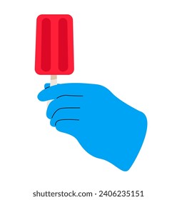 Hand holding ice cream. Colorful vector illustration 

