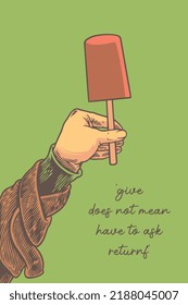 hand holding ice cream motivation concept vector illustration