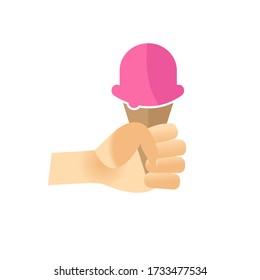 Hand holding ice cream vector design illustration isolated on white background.