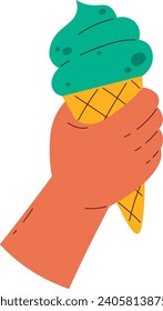 Hand Holding Ice Cream Vector Illustration