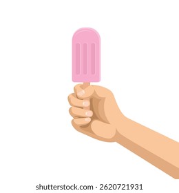 hand holding ice cream vector illustration design