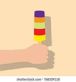 Hand holding an ice cream, vector illustration design. Hands collection.
