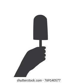 Hand holding an ice cream, vector illustration design. Hands collection.