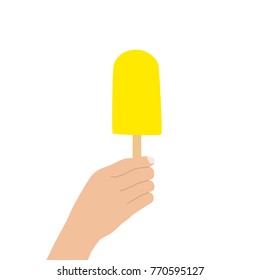 Hand holding an ice cream, vector illustration design. Hands collection.