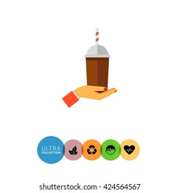 Hand holding iced coffee icon