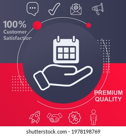 Hand holding icon. Customize your design with a navy and red colored background template