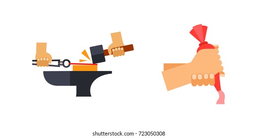 Hand holding icon set