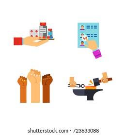 Hand holding icon set