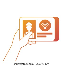 hand holding id card document wifi technology