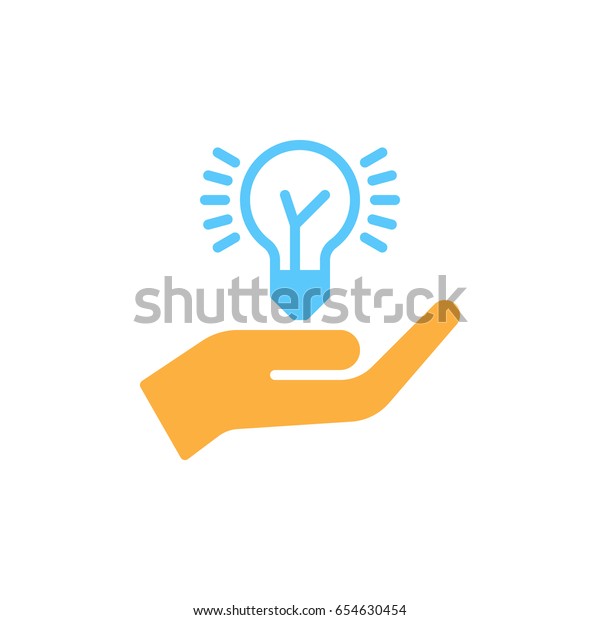 Hand Holding Idea Bulb Colorful Icon Stock Vector (Royalty Free) 654630454