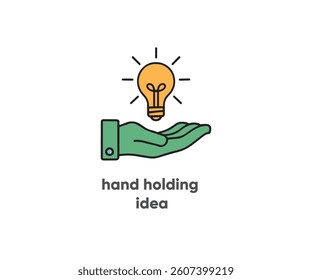 Hand Holding Idea Vector ,Creative Support and Innovation Concept Art