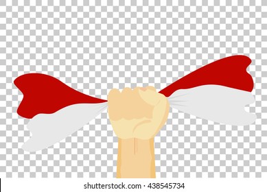 Hand Holding Indonesia Flag
