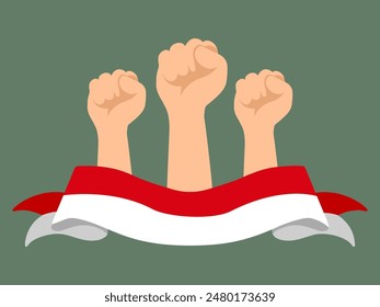 Hand Holding Indonesian Flag Illustration