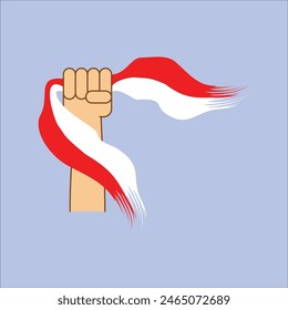 hand holding the Indonesian flag. Vector illustration design perfect for independence day. Eps 10