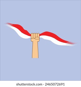 hand holding the Indonesian flag. Vector illustration design perfect for independence day. Eps 10