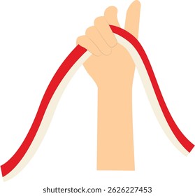 Mão segurando bandeira indonésia. Ilustração vetorial em design plano