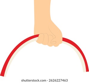 Mão segurando bandeira indonésia. Ilustração vetorial em design plano