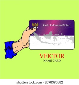 
Hand holding Indonesian Smart Card design template locally known as "KIP" - Vector
