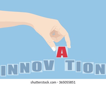 Hand Holding Innovation word, Vector Illustration EPS 10.