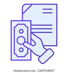 Icono plano de la factura de retención manual. Contrato pagado en íconos de color azul en estilo plano a la moda. Diseño de estilo degradado de documento, diseñado para web y aplicación. Eps 10