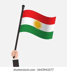 Mão Segurando Bandeira do Curdistão Iraquiano