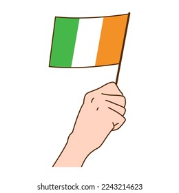 Hand Holding Ireland National Flag Illustration. Hand Drawn Style Vector Illustration - EPS 10 Vector