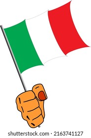 Hand Holding italy Flag vector