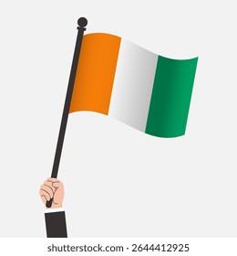 Hand Holding Ivory Coast Waving Flag