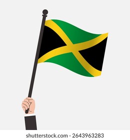 Hand Holding Jamaica Waving Flag
