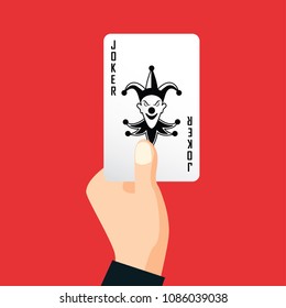 joker de mano, concepto de cartas de juego de póquer, ilustración vectorial