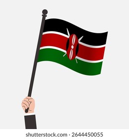 Hand Holding Kenya Waving Flag