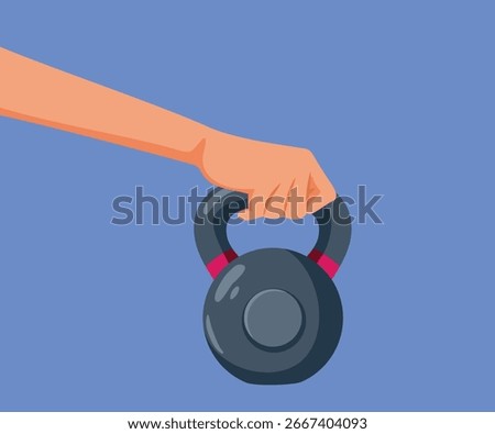 
Hand Holding Kettle Bell for Exercising Vector Cartoon Illustration. Person lifting weights preoccupied with physical strength and endurance 