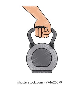 Hand holding kettlebell