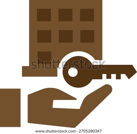 Hand holding key in front of building real estate purchase concept