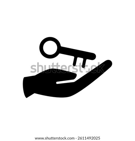 hand holding key icon, simple flat style, illustration, logo sign symbol pictogram template, for ui or ux isolated on white for mobile app, editable