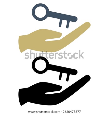 hand holding key icon, simple flat style, illustration, logo sign symbol pictogram template, for ui or ux isolated on white for mobile app, editable