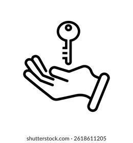 Hand Holding Key Icon for Unlocking and Access