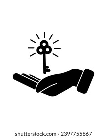 hand holding key icon, vector best flat icon.
