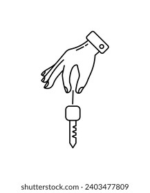 hand holding key icon, vector best line icon.