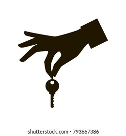 Hand holding a key icon, hand key icon vector