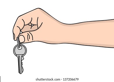 Hand holding key, illustration