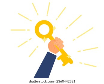 Hand holding key image. Clipart image