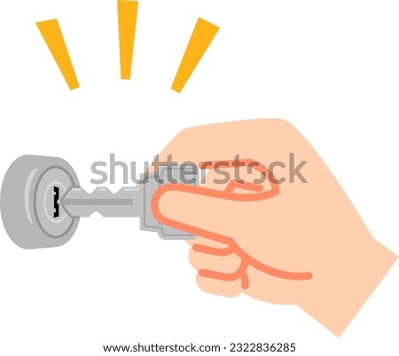 Hand holding key and keyhole such as a door