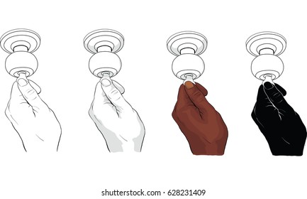 hand holding key to locked doog, drawing